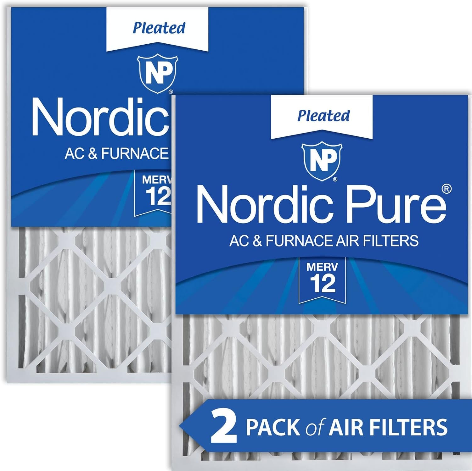 20X25X4 MERV 12 Pleated AC Furnace Air Filters 2 Pack