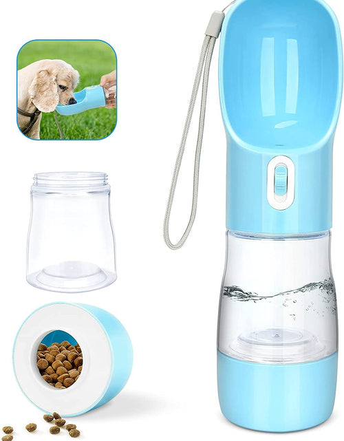 Load image into Gallery viewer, Portable Dog Water Bottle for Walking, Leak Proof Puppy Water Bottle with Food Container, Lightweight Pet Water Bottle for Hiking, Easy to Carry, BPA Free (Blue)
