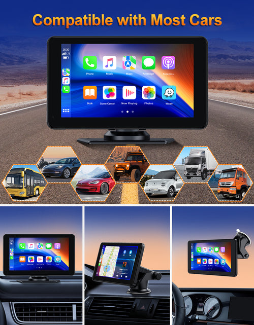 Load image into Gallery viewer, TOGUARD Portable 7 Inch Portable Wireless Car Stereo, Apple Carplay,1080P Backup Camera, Touchscreen GPS Navigation Car Video, Car Audio Receivers with Airplay, Android Auto, Bluetooth, FM, Siri
