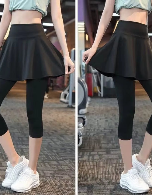 Load image into Gallery viewer, The New Yoga Tennis Skirt Women&#39;S High Waist Slimming Sports Training Short Skirt Two-Layer Anti-Empty Half-Length Pleated Skirt
