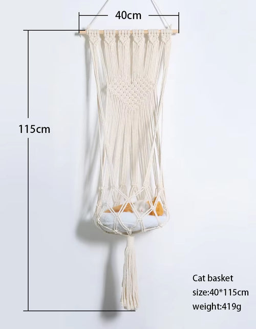 Load image into Gallery viewer, Pet Cat Hammock Swing Bed Bohemian Handwoven Tapestry Cotton Macrame for Home Bedroom Decoration Wall Hanging without Mat
