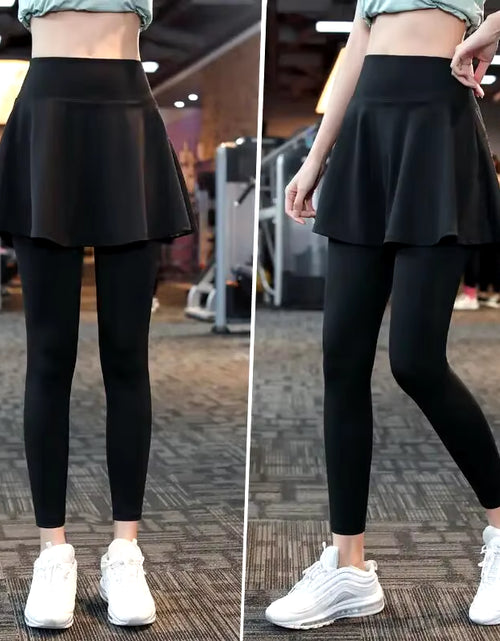 Load image into Gallery viewer, The New Yoga Tennis Skirt Women&#39;S High Waist Slimming Sports Training Short Skirt Two-Layer Anti-Empty Half-Length Pleated Skirt
