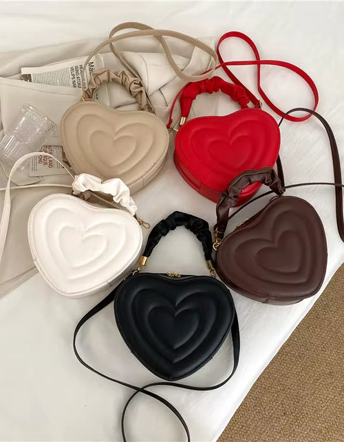 Load image into Gallery viewer, Fashion Love Heart Shape Shoulder Bag Small Handbags Designer Crossbody Bags for Women Solid Pu Leather Top Handle Bag
