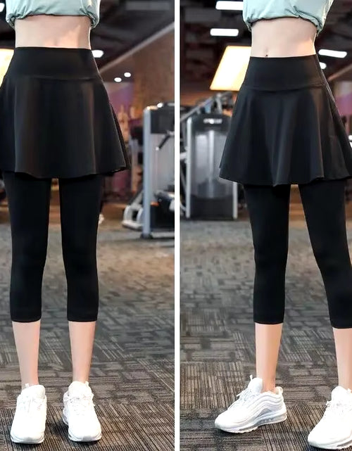 Load image into Gallery viewer, The New Yoga Tennis Skirt Women&#39;S High Waist Slimming Sports Training Short Skirt Two-Layer Anti-Empty Half-Length Pleated Skirt
