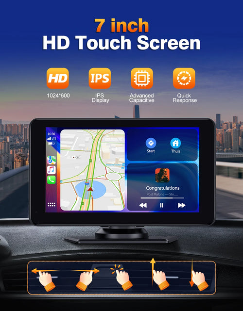 Load image into Gallery viewer, TOGUARD Portable 7 Inch Portable Wireless Car Stereo, Apple Carplay,1080P Backup Camera, Touchscreen GPS Navigation Car Video, Car Audio Receivers with Airplay, Android Auto, Bluetooth, FM, Siri
