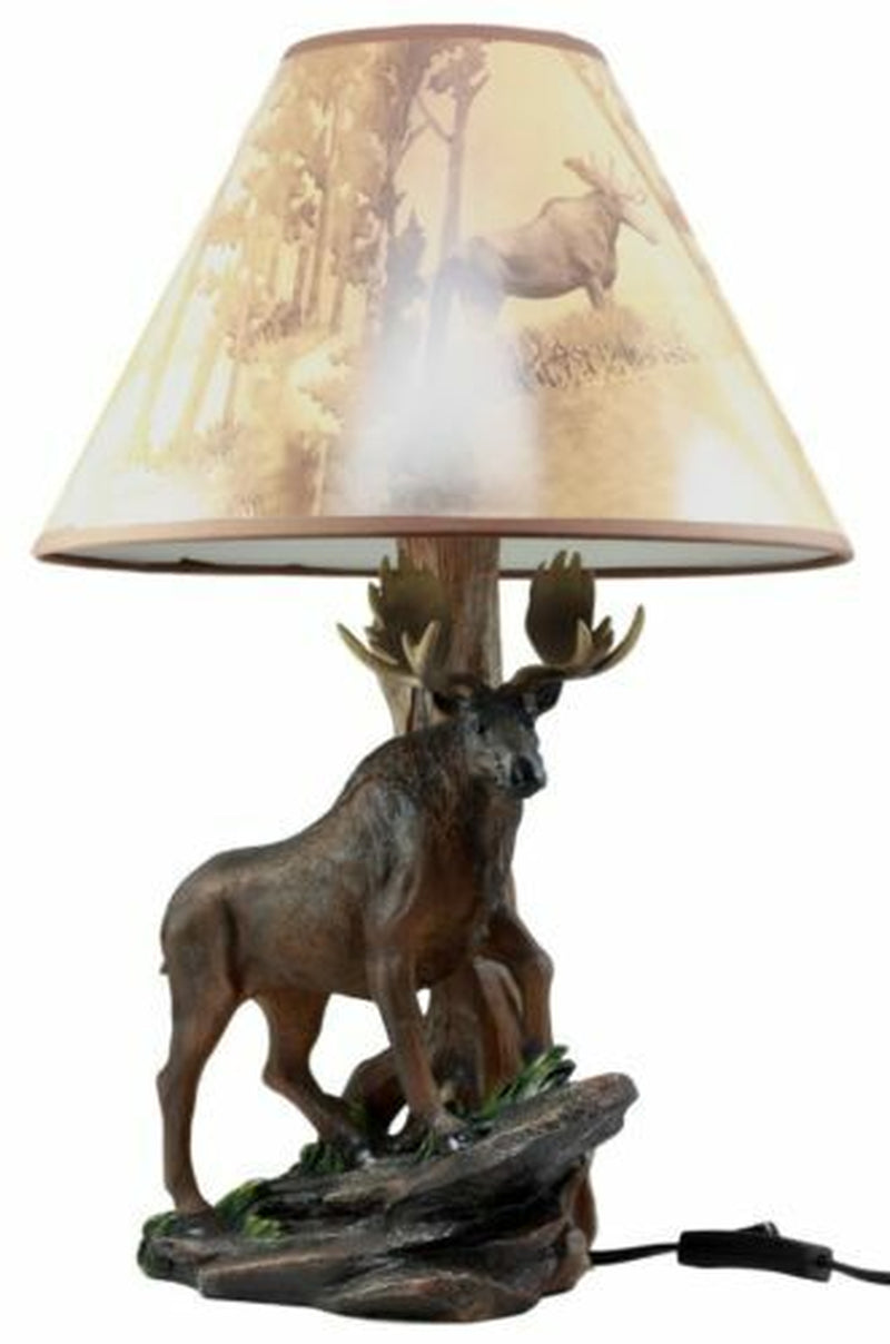 Wildlife Nature Bull Moose Grand Elk Desktop Table Lamp with Nature Shade 20"H