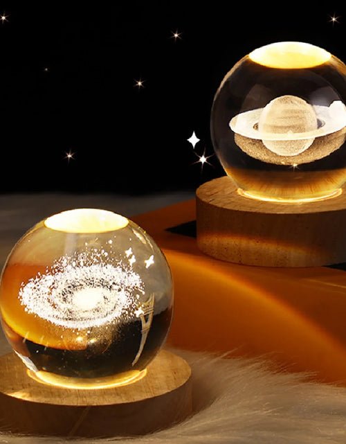 Load image into Gallery viewer, 3D Crystal Ball LED Night Light Glowing Planetary Galaxy Lamp for Home Bedrom Desk Creative Decor Gift Planet Moon Bedside Lamp
