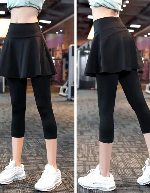 Load image into Gallery viewer, The New Yoga Tennis Skirt Women&#39;S High Waist Slimming Sports Training Short Skirt Two-Layer Anti-Empty Half-Length Pleated Skirt
